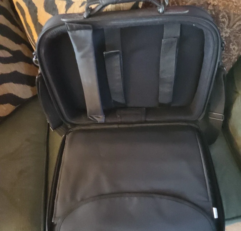 Dell Black Laptop Bag with Blue Logo and Padded Shoulder Strap